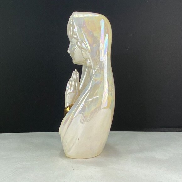 Vintage Hand Painted Lusterware Praying Mother Mary Madonna Figurine - Picture 2 of 10